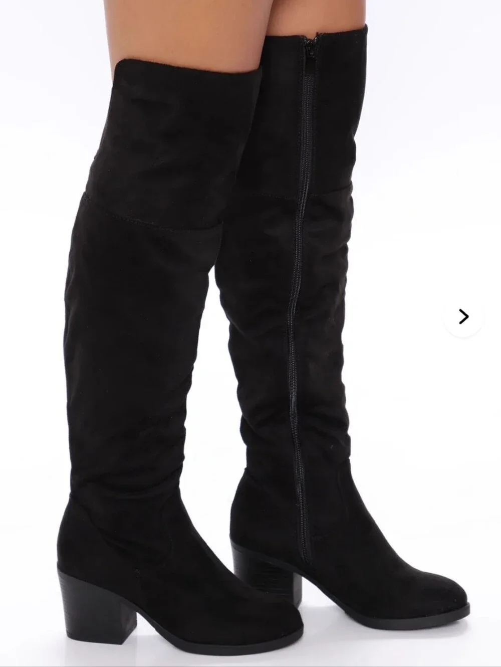 Women's Black Knee-High Block Heel Boots